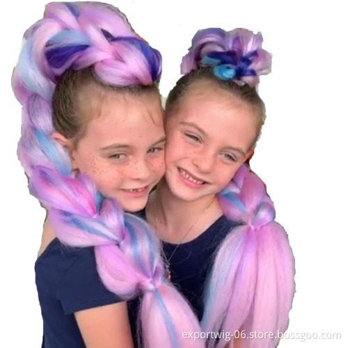 Jumbo Braiding Hair Extensions African Braids Hair Straight Yaki Texture Synthetic Fiber Mixed Color For Children And Women